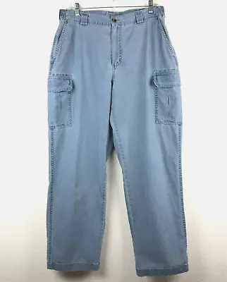 LL Bean Pants Mens 36 Light Blue Wash Comfort Waist Cargo Light Weight Pockets • $24.97