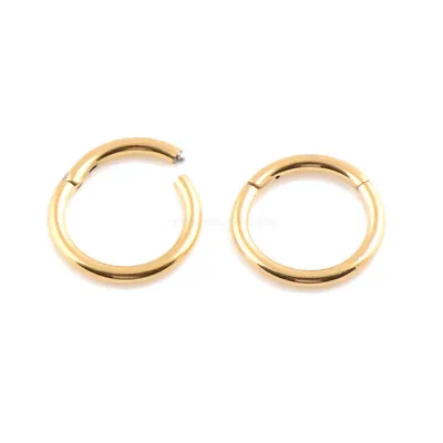 $5.25 • Buy 20G 18G 16G 14G Gold Color HINGED Segment Nose Ring Septum Clicker Daith Hoop