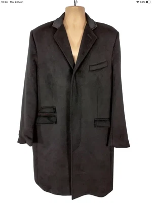 £15 • Buy The Platinum Tailor Size 48 Black Wool Cashmere Red Satin Lined Long Formal Coat