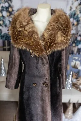 VINTAGE Coat Simotta Faux Beaver  Fox Fur Collar La France Size S • $110