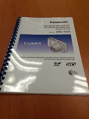 Panasonic Lumix Dmc Tz35 Instruction Manual User Guide Printed 163 Pages A5 • £13.99