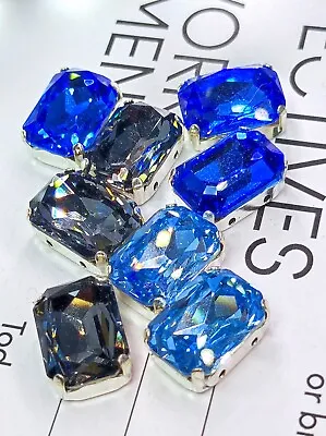 £5.99 • Buy 8pcs 10x14mm Blue Black Mix Octagon Quality Austria Glass Crystals Sew On Bead