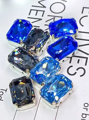 8pcs 10x14mm Blue Black Mix Octagon Quality Austria Glass Crystals Sew On Bead • £5.99