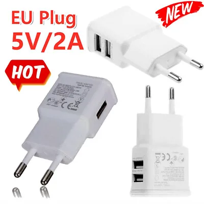 5V 2A EU European 2 Pin Plug USB Port AC Power Wall Charger Home Travel Adapter • £3.83