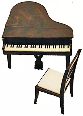 Renwal Grand Piano & Chair Vintage Dollhouse Furniture Miniature 1:16 • $21.99