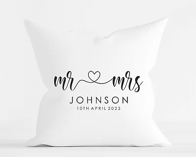 Mr & Mrs Couple Name Initial Wedding Anniversary Personalised Pillow Cushion • £7.99