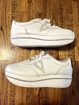 VTG Y2K Volatile Platfrom Sneaker Sz 8 White Leather Lite/No Use Spiral Laces • $44.25