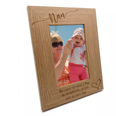 Personalised Nan Love Heart Engraved Portrait Photo Frame Gift FW630 • £13.45