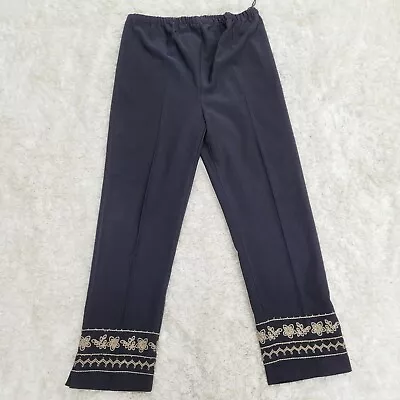 Motherhood Black Cropped  Embellished Pants Size M Stretch Pull On Elastic Waist • $11.50