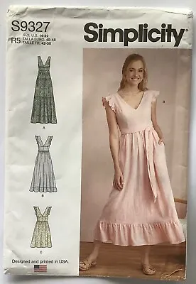 Simplicity S9327 - UNCUT Sleeveless V-Neck (Maxi) Dress Sewing Pattern 14 To 22 • £7.50