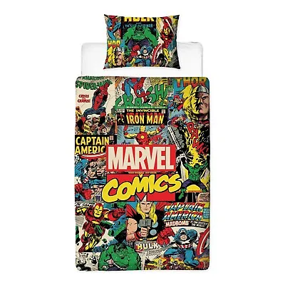 MARVEL Comics Superhero Single Reversible Duvet Cover Bedding Set • £18.99