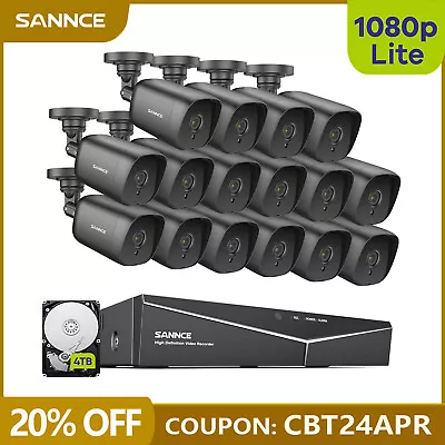 SANNCE 1080P 16 Channel DVR Security Camera System Smart AI Human Detection IP66 • $199.89