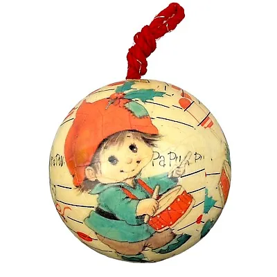 Little Drummer Boy Christmas Ornament Barry Patch 1984 Vintage Decoupage Ball • $13