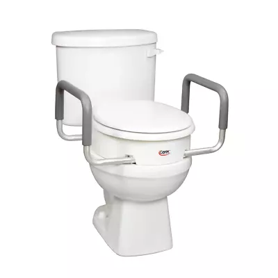 Raised 3.5  Toilet Seat W Handles Standard Elongated Toilets Disability Handicap • $67.69