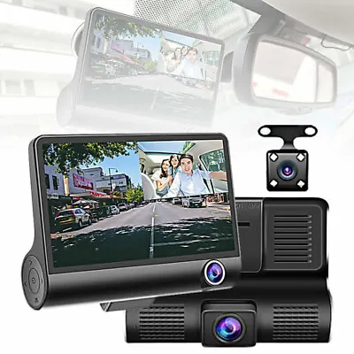 Smart Dash Cam 4  1080P HD 3-Lens Car DVR GPS Video Recorder Front Rear Interior • $31.15