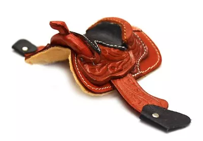 2  Burgundy Miniature Saddle Decor Leather Saddle Montura Miniatura • $29.99