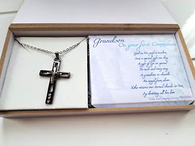 £6.99 • Buy NEW Cross Necklace For Boys, First Holy Communion Gift For Son, Godson Grandson