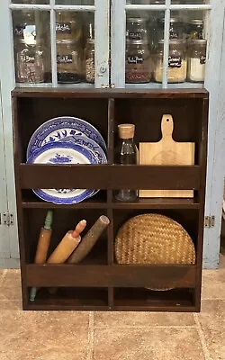 Antique Farmhouse Primitive Wood Wall Table Top Plate Kitchen Display Storage • $199