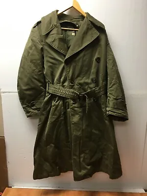 Vintage US Army Military Trench Wool Removable Liner Overcoat Mens Short Small • $69.99