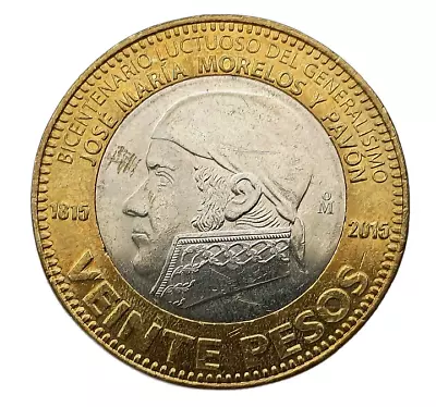 Mexico 20 Pesos 2015 Jose Maria Morelos Y Pavon Bimetallic Unc • $7.50