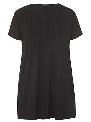 Curve T Shirt Top Plus Size 20 Black Longline Stretch Viscose Short Sleeve • £12.99