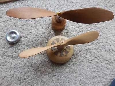 2 Vintage Wooden 6  And 5  AIRPLANE PROPELLERS And A 1  Vintage Aluminum WHEEL • $9