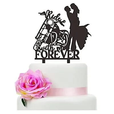 Motorcycle Wedding Cake Topper Ride With Me Forever Cake Topper Bride And Groo • $15.18