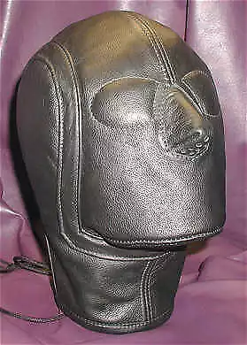 Real Leather Suffocating Mask Hood Gimp Cuir Slave Air Tight Kink Cosplay Leder • $59