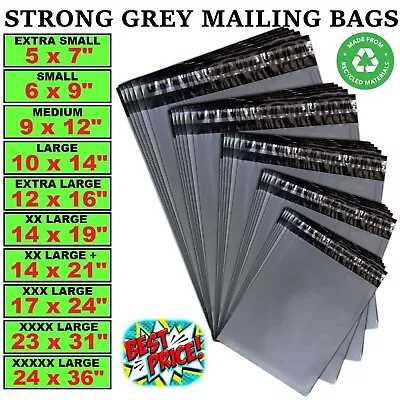 Grey Mailing Postage Bags Mixed Sizes Large Strong Poly Self Seal Plastic Postal • £260.99