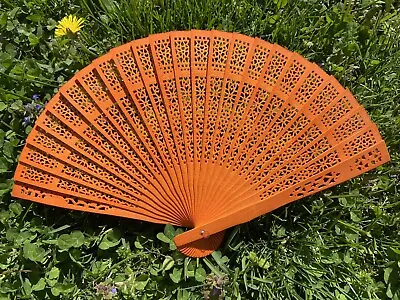 $9 • Buy Sandalwood Fan For Wedding Favor - Color: Orange