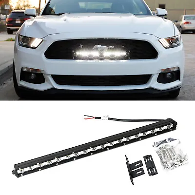 20  Ultra Slim LED Light Bar W/Behind Grill Mount Wiring For 15-23 Ford Mustang • $89.99