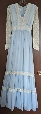 Gunne Sax  Jessica San Francisco Baby Blue Prairie/Prom Maxi Dress S 6 • $81