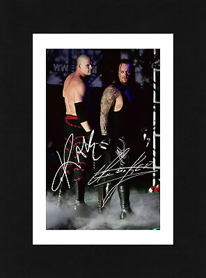 8X6 Mount KANE & THE UNDERTAKER Signed PHOTO Print Ready To Frame WWE Wrestling • £7.49