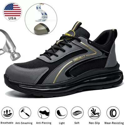 Mens Safety Shoes Steel Toe Boots Work Shoes Anti-slip Breathable Sneakers SIZ12 • $34.02
