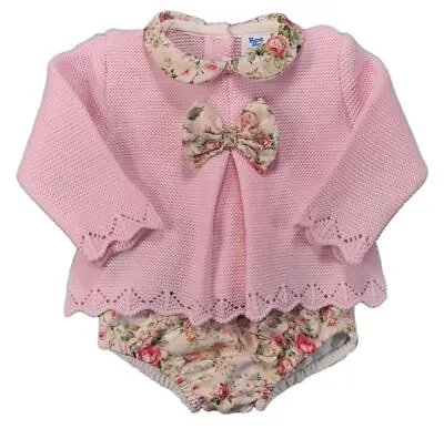 Baby Girl Jam Pants Outfit Set Knitted Spanish Style BOW • £14.99