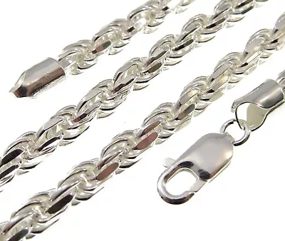 6MM Solid 925 Sterling Silver DIAMOND CUT ROPE CHAIN Bracelet Or Necklace Italy • $153.26