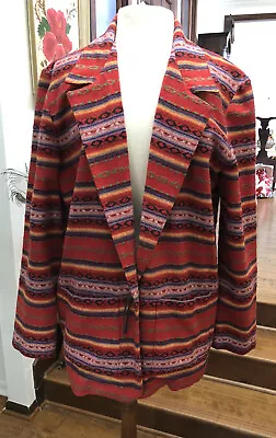 Vintage Moda International Ladies Southwest Aztec Concho Jacket Large Wool Blend • $32.99