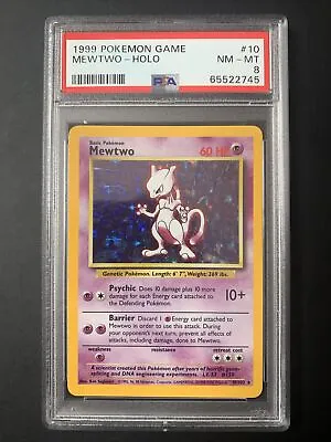 $171.57 • Buy Pokemon Mewtwo 10/102 Holo 4th Print Rare Psa 8 1999-2000