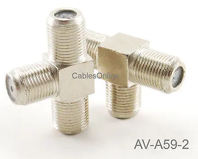 2-Pack F-Type Connector 3-Way Female/Jack To 2-Female/Jacks T-Splitter AV-A59-2 • $5.50