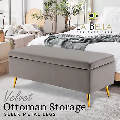 Storage Ottoman Bench Seat Blanket Chest Arm Couch Bed Foot Stool Velvet Large   • $149