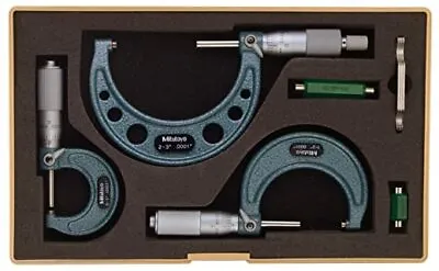 Mitutoyo 103-922 Outside Micrometer Set With Standards 0-3  Range 0.0001  Grad • $372