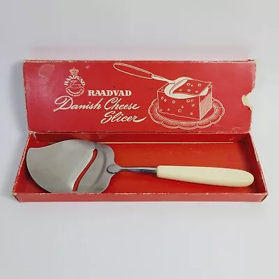 Vintage Raadvad Stainless Steel Cheese Slicer With White Handle Original Box • $50