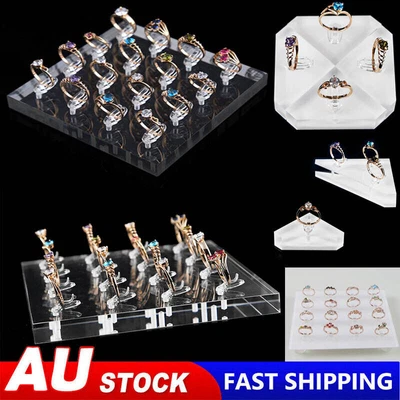 Crystal Acrylic Ring Jewelry Display Stand Organizer Ring Holder Storage Tray • $10.49