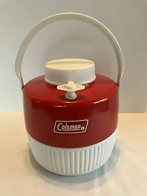 1978 Coleman 1 Gallon Water Jug Cooler - Red / White With Cup • $28