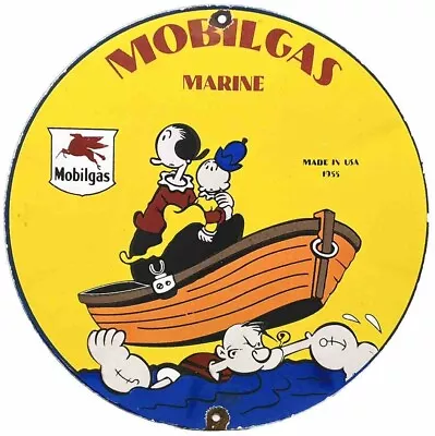 Vintage Mobil Marine Porcelain Sign Dealership Service Gas Station Mobil Oil • $116.38