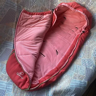 Quinny Cosy Toes Footmuff Sleeping Bag  Pink Red Pram Hood Zip Lining • £24.99