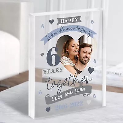 6 Years Together 6th Wedding Anniversary Iron Photo Gift Acrylic Block • £20.36