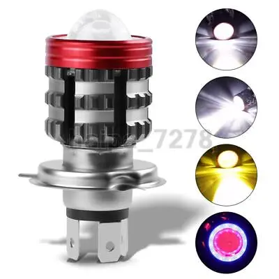 1X H4 HB2 Motorcycle LED Headlight White Yellow Hi/Lo Bulb Angel Eye Blue Halo • $9.99