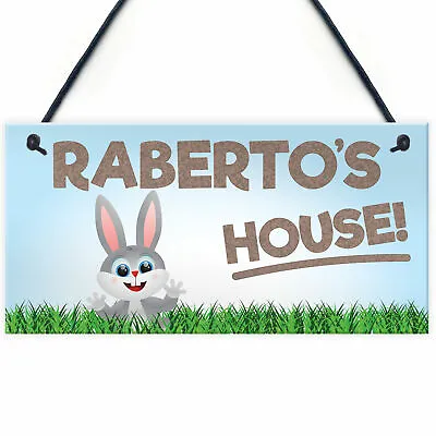 Personalised Rabbit Lover Gift Door Hutch Sign Rabbit House Sign Accessories • £4.99