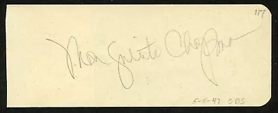 Marguerite Chapman D1999 Signed 2x5 Cut Autograph On 5-5-47 At CBS Playhouse LA • $28.80